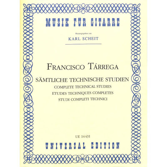 Tárrega Eixea, Francisco - Sämtliche technische Studien - Noten für Gitarre