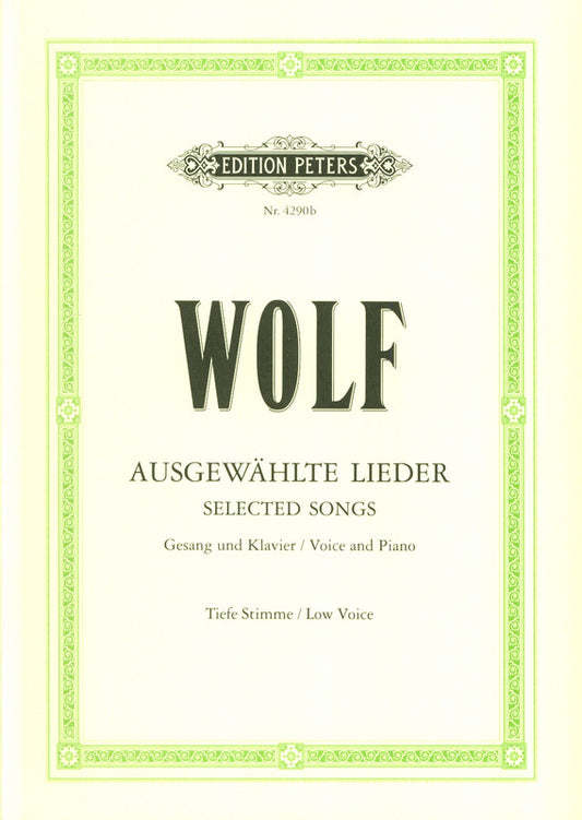 Wolf, H. - Ausgewählte Lieder - Noten für Gesang (tief) und Klavier 4290b